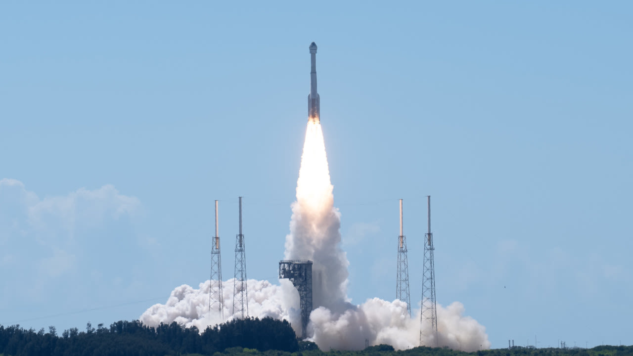 Boeing Starliner lifts off on first crewed test flight to the space station