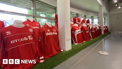 Middlesbrough FC shirts on display at Dorman Museum