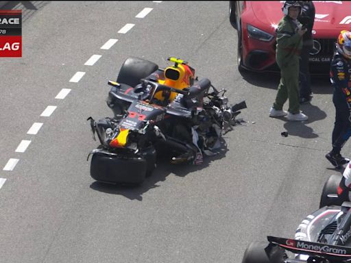 La accidentada largada del Gran Premio de Mónaco de Fórmula 1: el auto de 'Checo' Pérez quedó destrozado