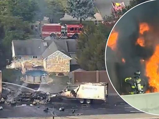 Truck explosion destroys residential sound wall along NJ Route 3