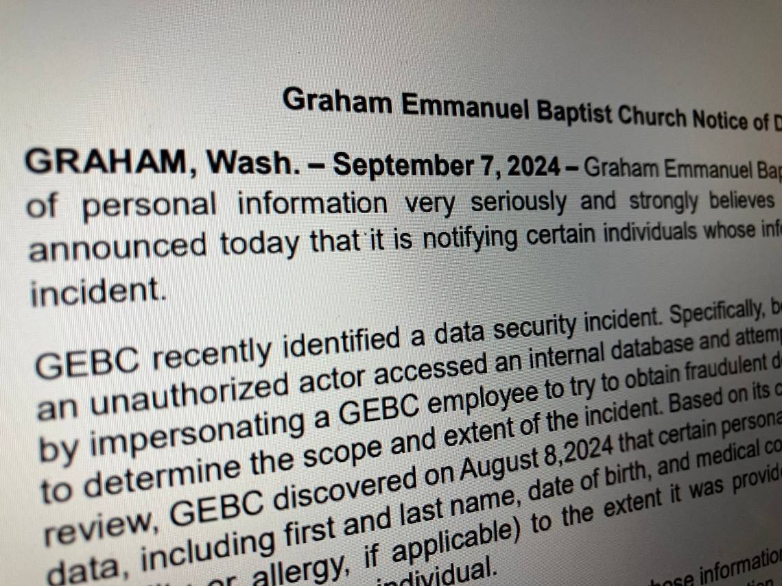 Pierce County church alerts public about data breach. Here’s what you can do