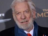 Canadian actor Donald Sutherland attends the premiere of 'The Hunger Games: Mockingjay - Part 2' at the Microsoft theatre in Los Angeles on November 16, 2015