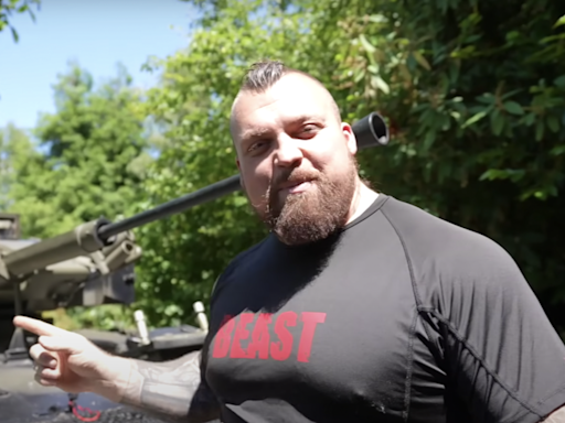 When Eddie Hall orders meal at Stoke-on-Trent McDonald's drive-thru - in a tank!