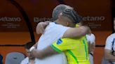 Raphinha shares embrace with former Leeds manager Marcelo Bielsa