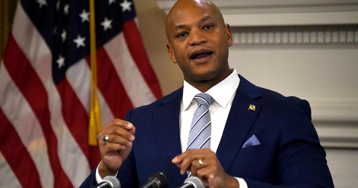Maryland Governor Wes Moore presents his administration’ s budget for fiscal year 2025 during a news conference at the State House.