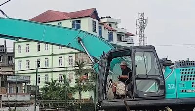 Video: Manipur Minister Drives Bulldozer, Clears Clogged River Amid Floods