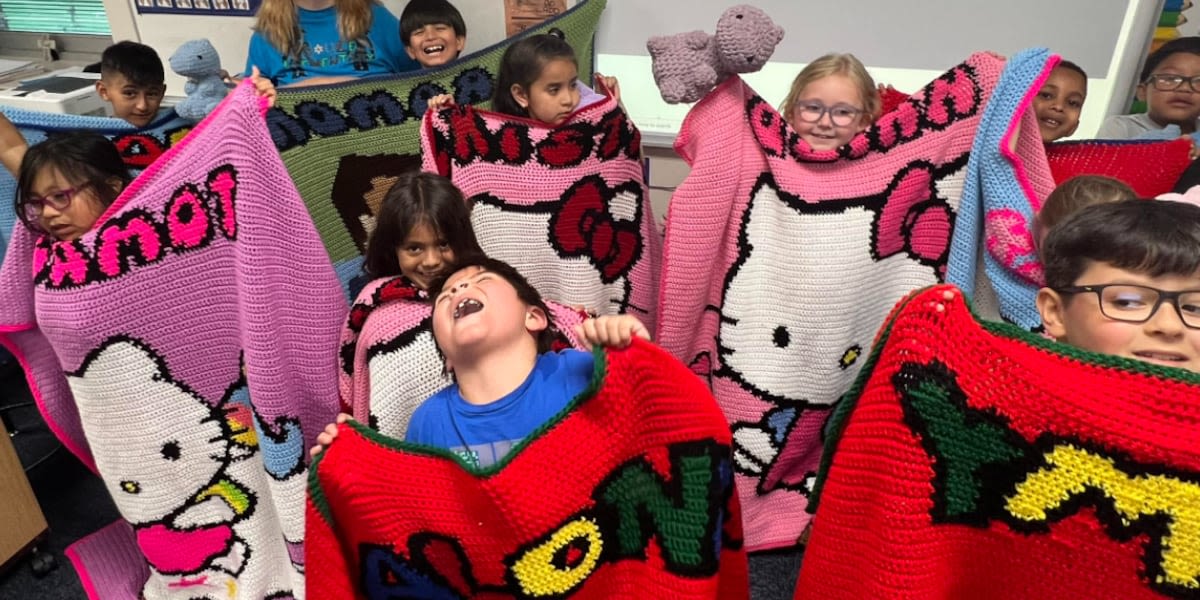 First grade teacher crochets blankets for entire class based on picture they chose