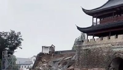 浙江水亭門古城牆北段坍塌 現場畫面曝光