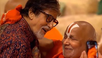 Amitabh Bachchan seeks Rambhadracharya’s blessings at Anant, Radhika’s Shubh Aashirwad ceremony