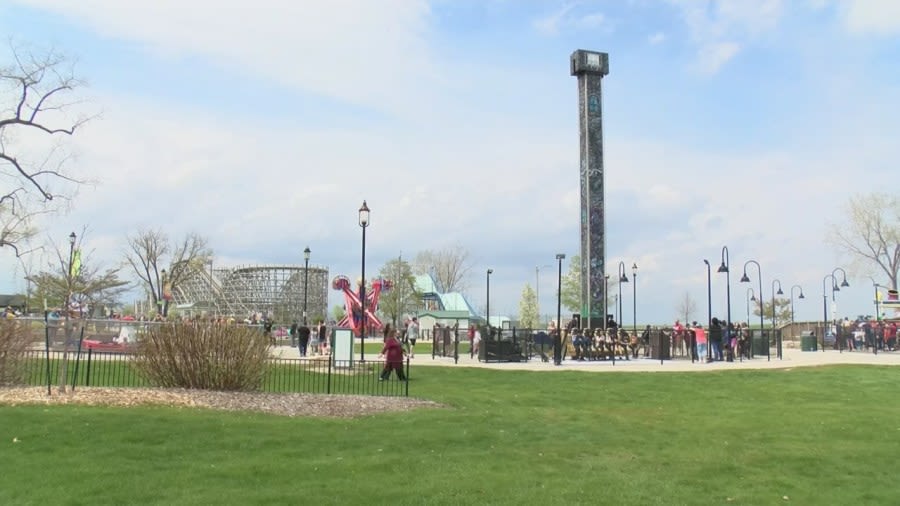 Bay Beach Amusement Park full of crowds of people as it reopens for the season