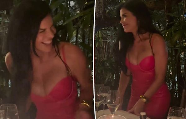 Lauren Sánchez rocks red Versace latex at son Nikko’s graduation party