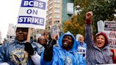Hundreds of workers on strike rally in downtown Detroit