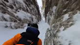 Skier Nails Terrifying Rock Chute Straightline: "My Reaction Says It All"