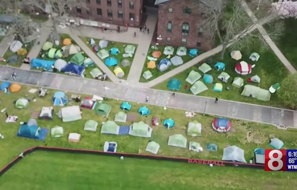 Wesleyan University students maintain protest encampment on campus