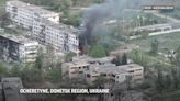 Drone aerials show devastation inflicted on Ocheretyne village in Ukraine's Donetsk region