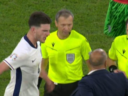 Watch: Declan Rice pushed by Slovakia manager after England’s Euro 2024 win