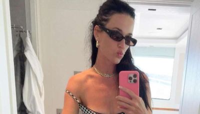 Katy Perry’s holiday wardrobe includes tiny gingham bikinis and high-leg swimsuits