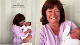 Joyous moment first-time grandma can't keep calm on way to meet newborn