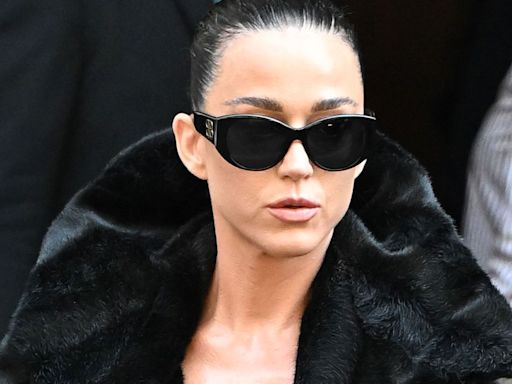 Katy Perry Went Shirtless With Sheer Tights and Nothing But a Faux Fur Coat in Paris