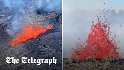 Watch: Hawaiian island showered with lava fountains during volcano eruption