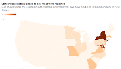 Map shows 13 states with listeria cases linked to Boar's Head recall