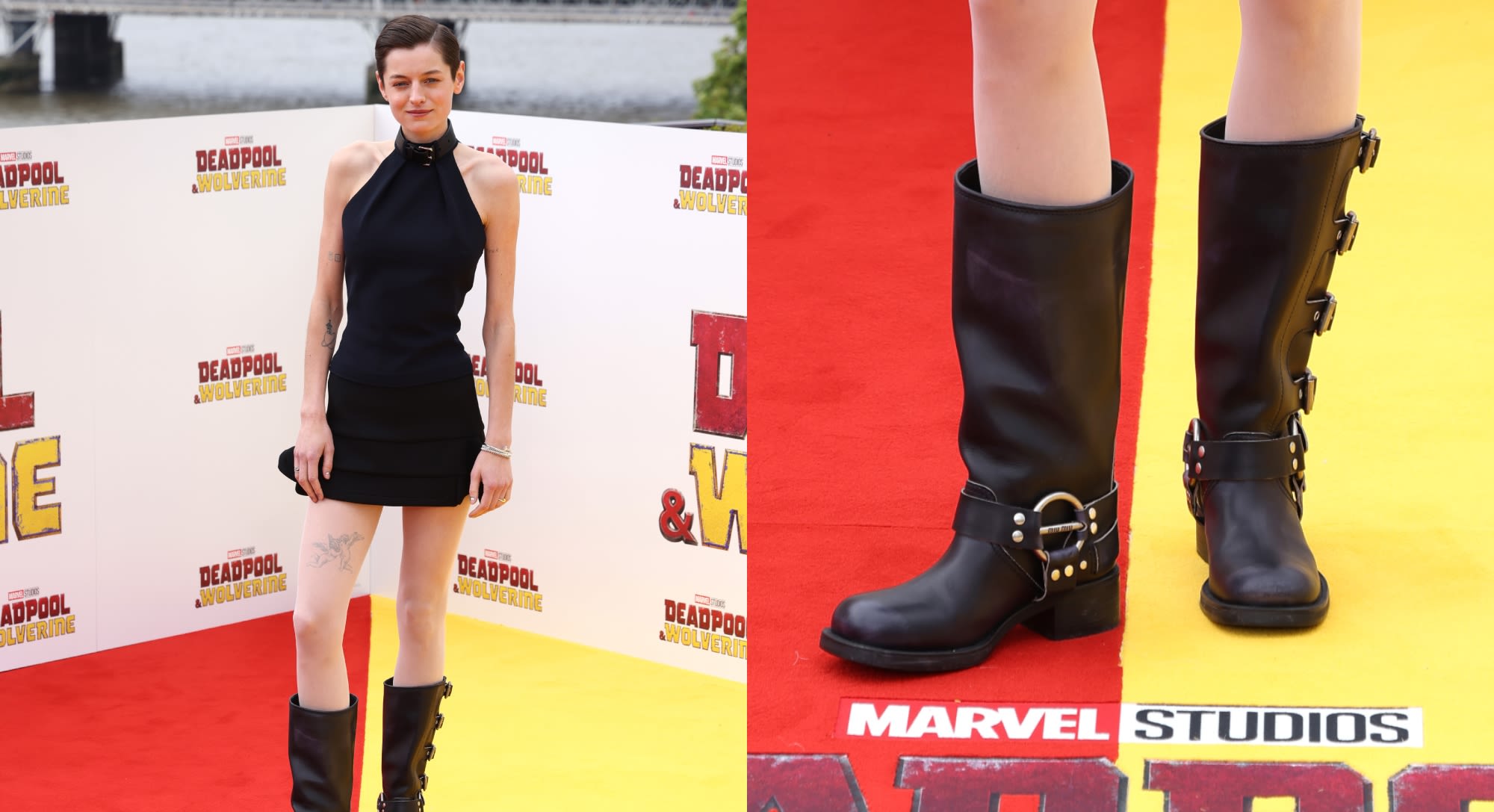 Emma Corrin Buckles Up in Miu Miu Leather Boots for ‘Deadpool & Wolverine’ Photo Call in London