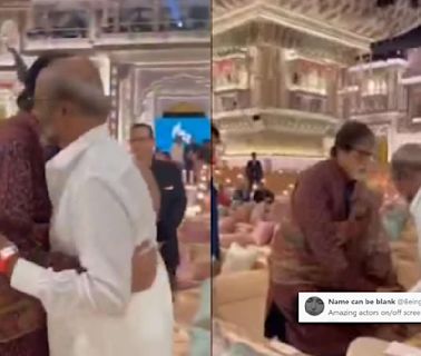 Rajinikanth Tried Touching ‘Mentor’ Amitabh Bachchan’s Feet At Ambani-Radhika Wedding; Big B’s Reaction Goes Viral