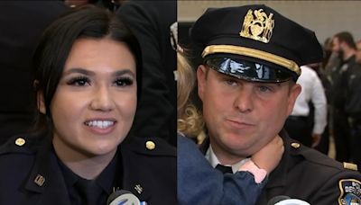 2 NYPD officers whose fathers died in line of duty vow to honor their legacy at promotion ceremony