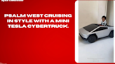 Psalm West cruising in style with a mini Tesla Cybertruck.