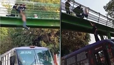 Policías de la SSC salvan a persona de saltar desde puente peatonal en la alcaldía Venustiano Carranza