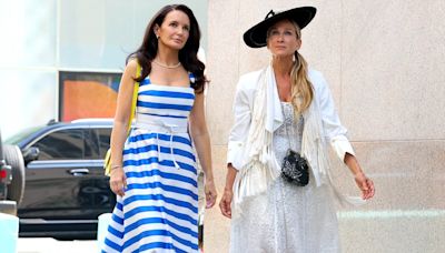 Sarah Jessica Parker and Kristin Davis on set for And Just Like That