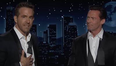 Ryan Reynolds And Hugh Jackman arrive to guest host Jimmy Kimmel Live!