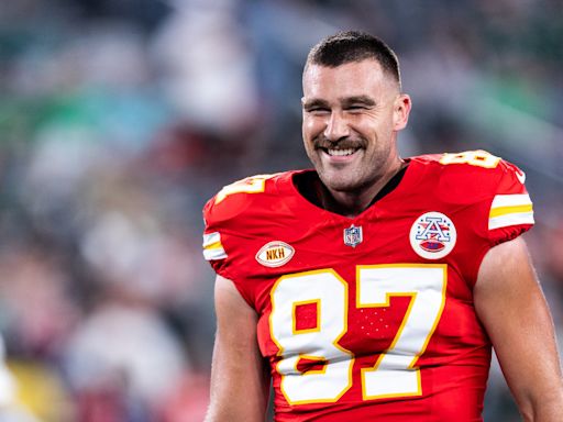 Travis Kelce Accepts Sweet Gift From Fan at the Formula 1 Grand Prix