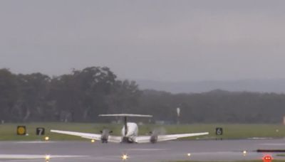 Watch: Plane Makes Emergency Landing At Newcastle Airport After Landing Gear Fails