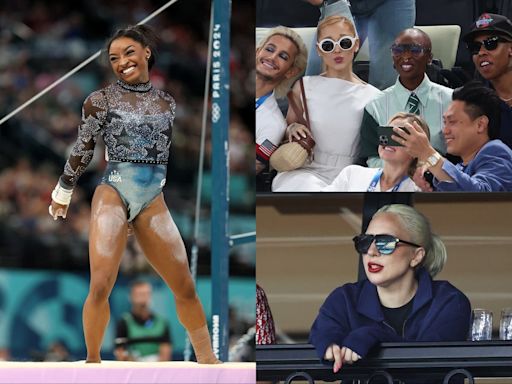 All of the celebrities seen watching Simone Biles