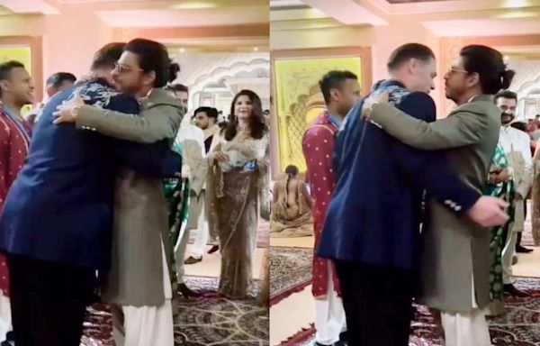 Video of John Cena hugging Shah Rukh Khan at Anant Ambani's wedding goes viral; Watch