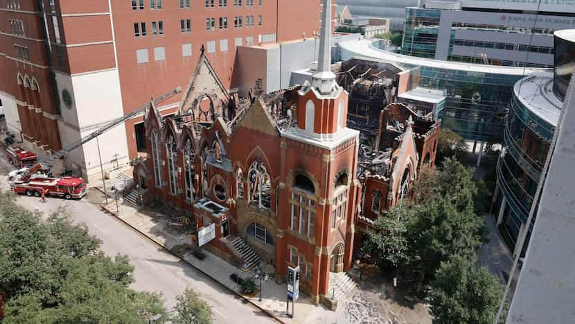 First Baptist Dallas’ chapel is a charred shell, but ‘our church is not a building’