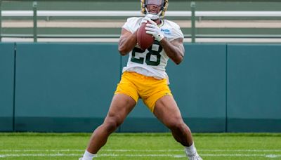 AJ Dillon 'happy to be here' as he works to stand out in Packers' crowded backfield