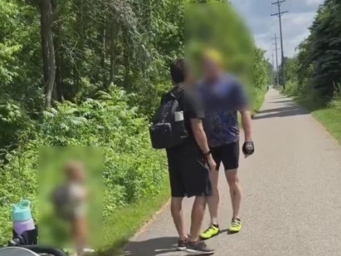 Video shows cyclist tell dad to put his toddler ‘on a leash’ on Kent Trails
