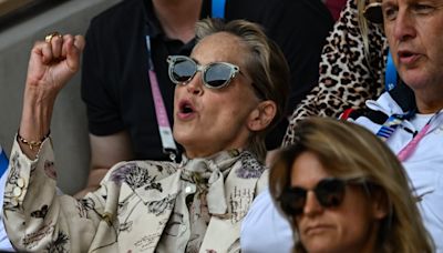 Sharon Stone, 66, cheers from the crowds at the Paris Olympics