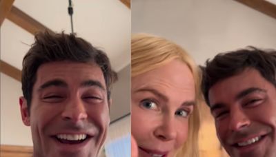 Zac Efron diverte internautas ao exibir bastidores de filme com Nicole Kidman