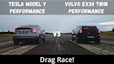 Watch Volvo EX30 Twin Motor Drag Race A Tesla Model Y Performance