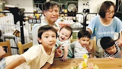 張致恒孻仔一歲生日 4子難搞 全家福「鬆郁朦」 - 20240902 - 娛樂