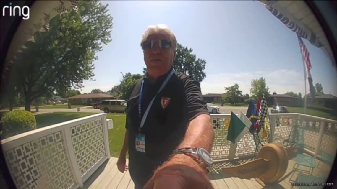 Mario Andretti makes surprise stop at race fan, longtime Speedway resident's house