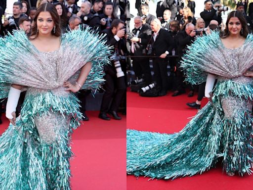Cannes 2024: Aishwarya Rai makes second appearance in green & silver gown, netizens ask, ‘Who put her in Christmas decoration?’