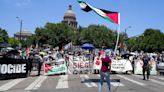 Pro-Palestinian protesters march in a Nakba day protest in downtown Austin