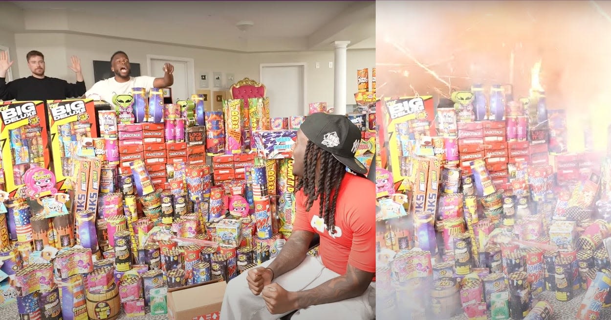 Kai Cenat's Stream With MrBeast Ends With Sh*tload of Fireworks Set Off Indoors