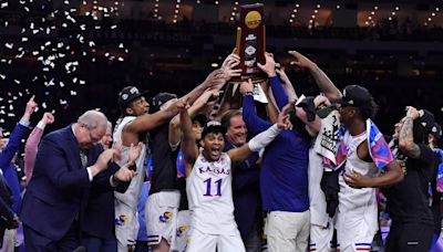 New KU Jayhawks bobblehead includes piece of court from 2022 title game