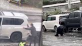 TikToks from Seattle's ice storm showing people crawling up icy streets on their hands and knees and cars crashing in slow-motion into each other