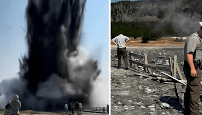 Imágenes de la explosión hidrotermal en Yellowstone que causó pánico a turistas y cierre del área